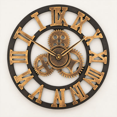 Industrial Gear Wall Clock – Silent 15.7in Analog for Home & Office