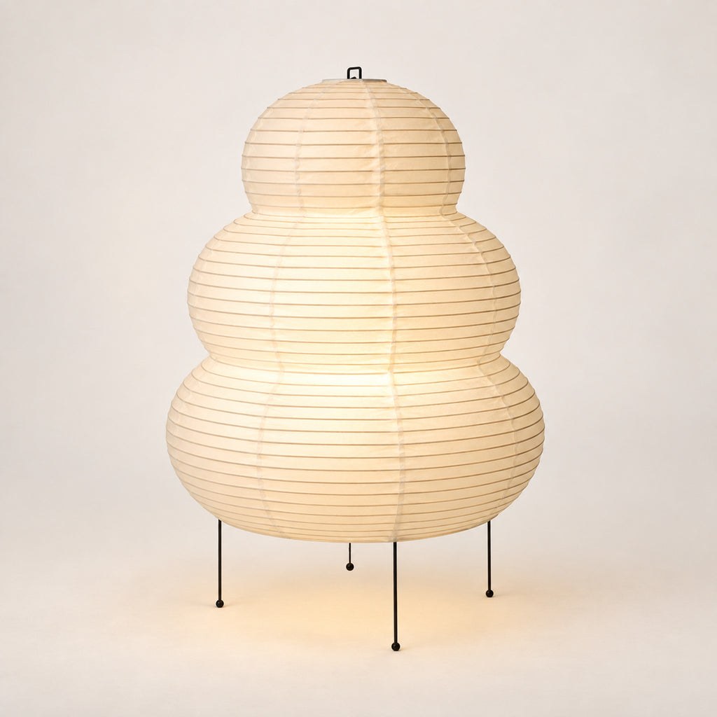 Japanese Wabi-Sabi Floor Lamp – 3-Tone Rice Paper Shade, Living Room