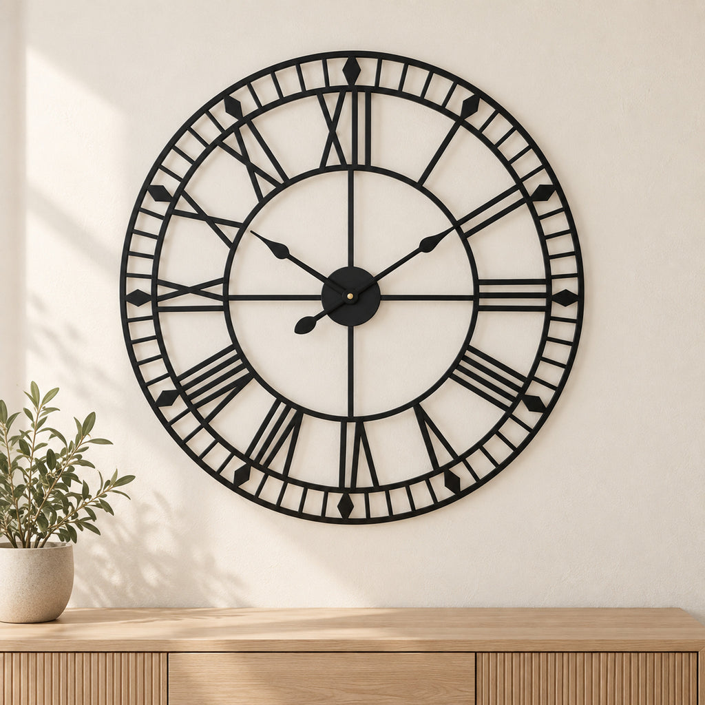 Large Black Skeleton Wall Clock – 88cm Statement Piece for Any Room - in room