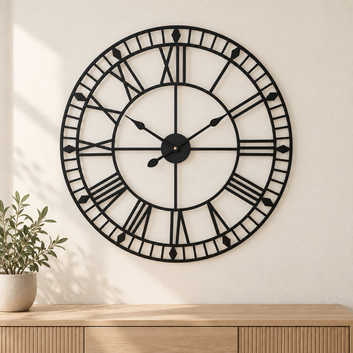 Large Black Skeleton Wall Clock – 88cm Statement Piece for Any Room - in room