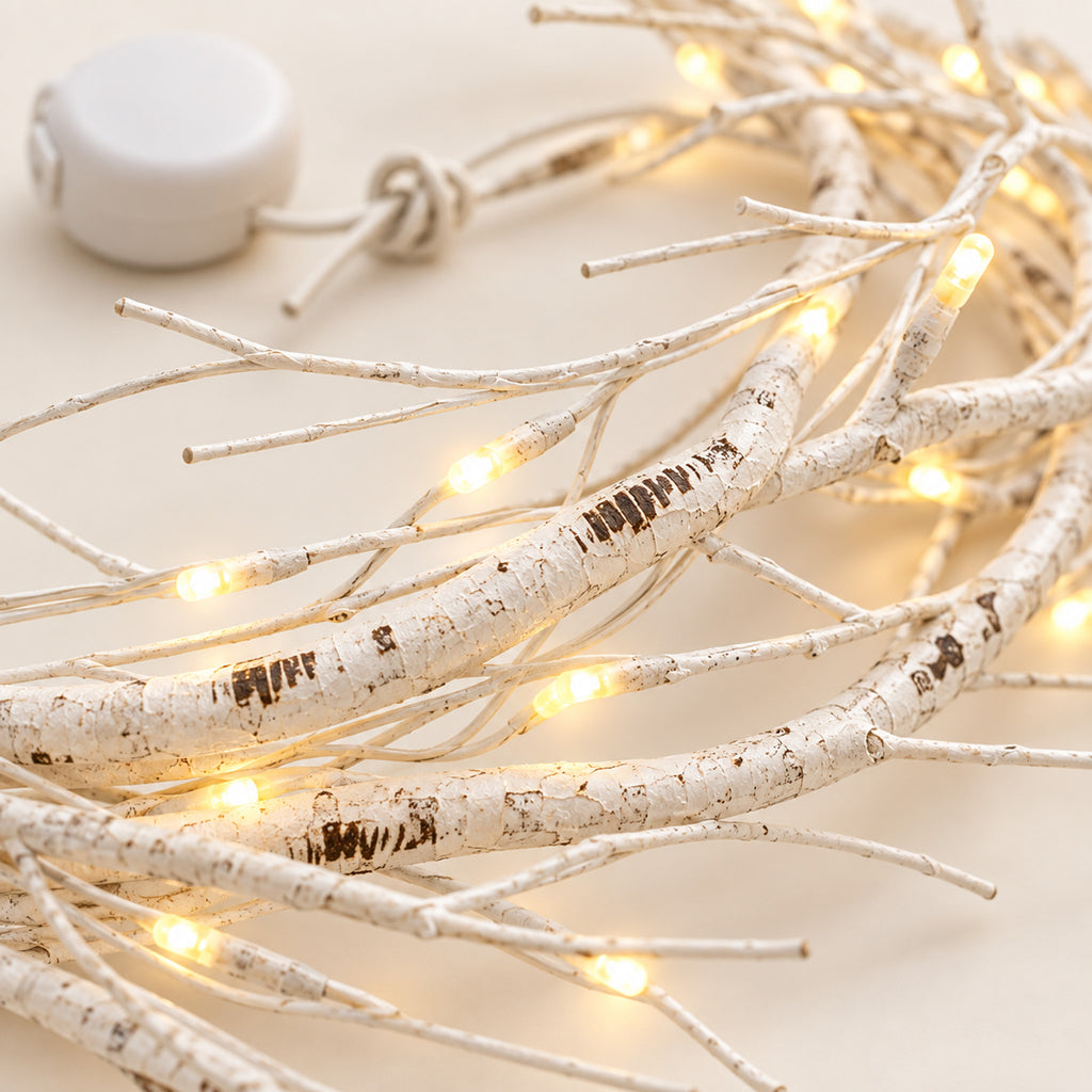LED Branch Garland Lights – 72-In Battery-Powered Holiday Decor - detail