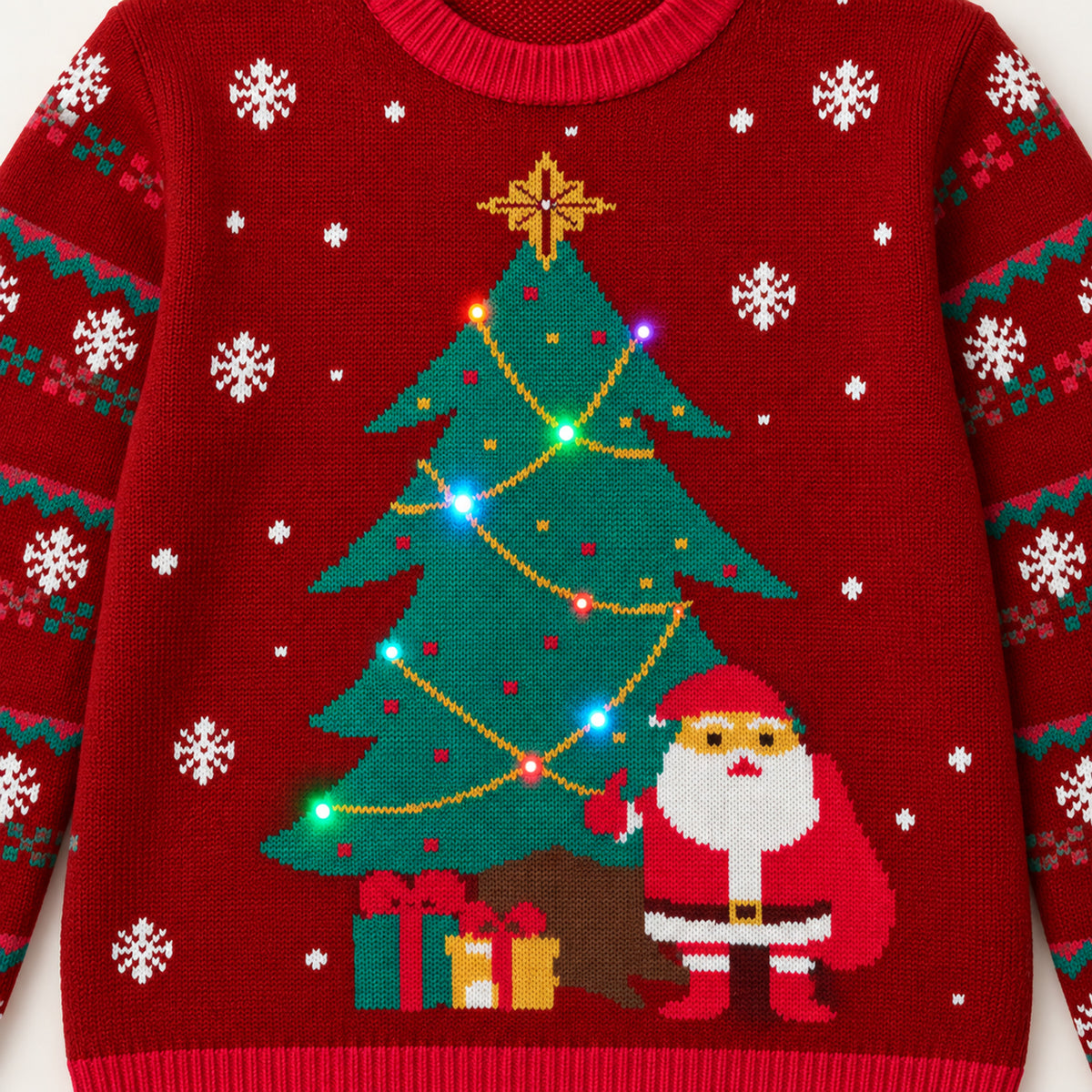 Light Up Christmas Sweater – LED Glow Knit, Womens Holiday Pullover - detail