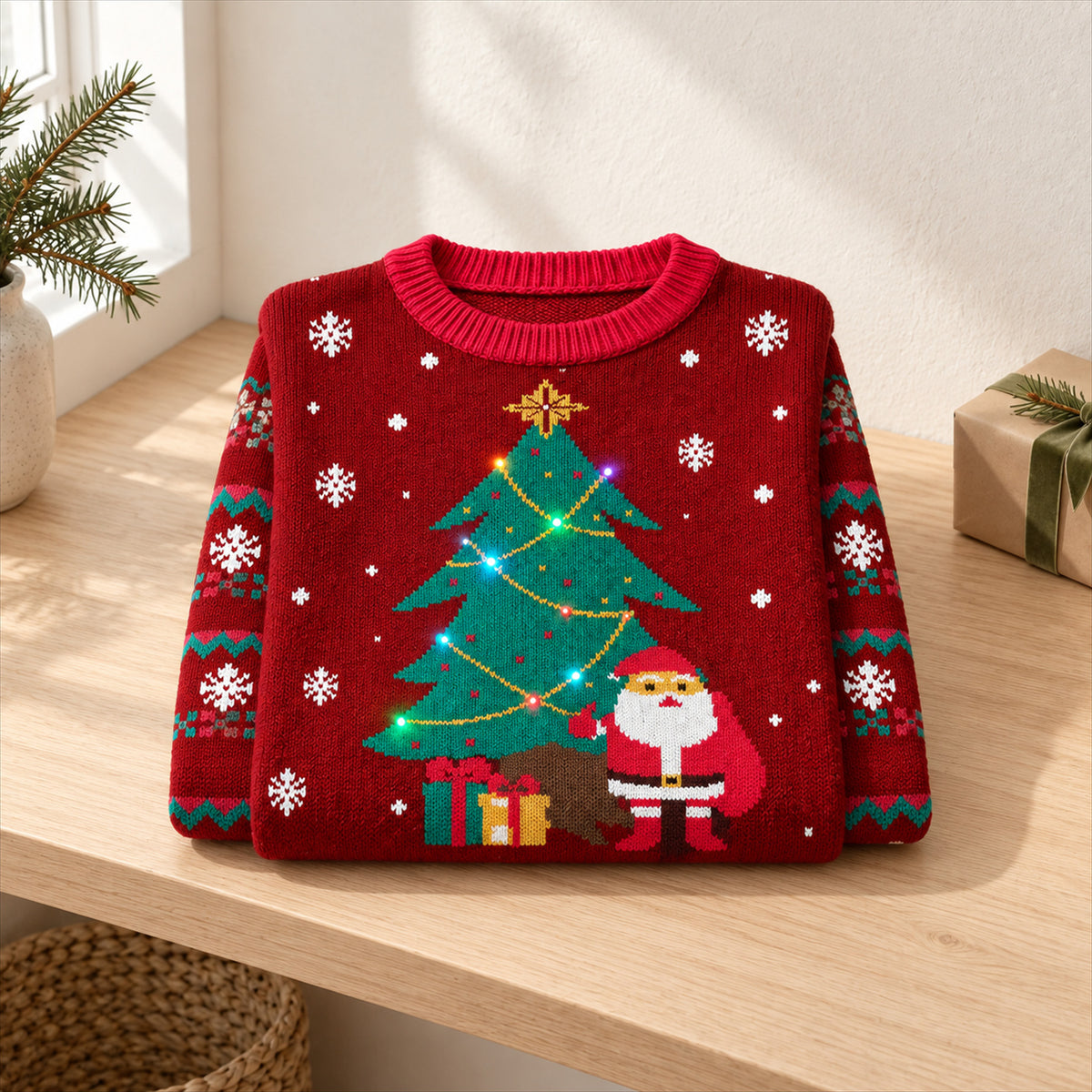 Light Up Christmas Sweater – LED Glow Knit, Womens Holiday Pullover - in room