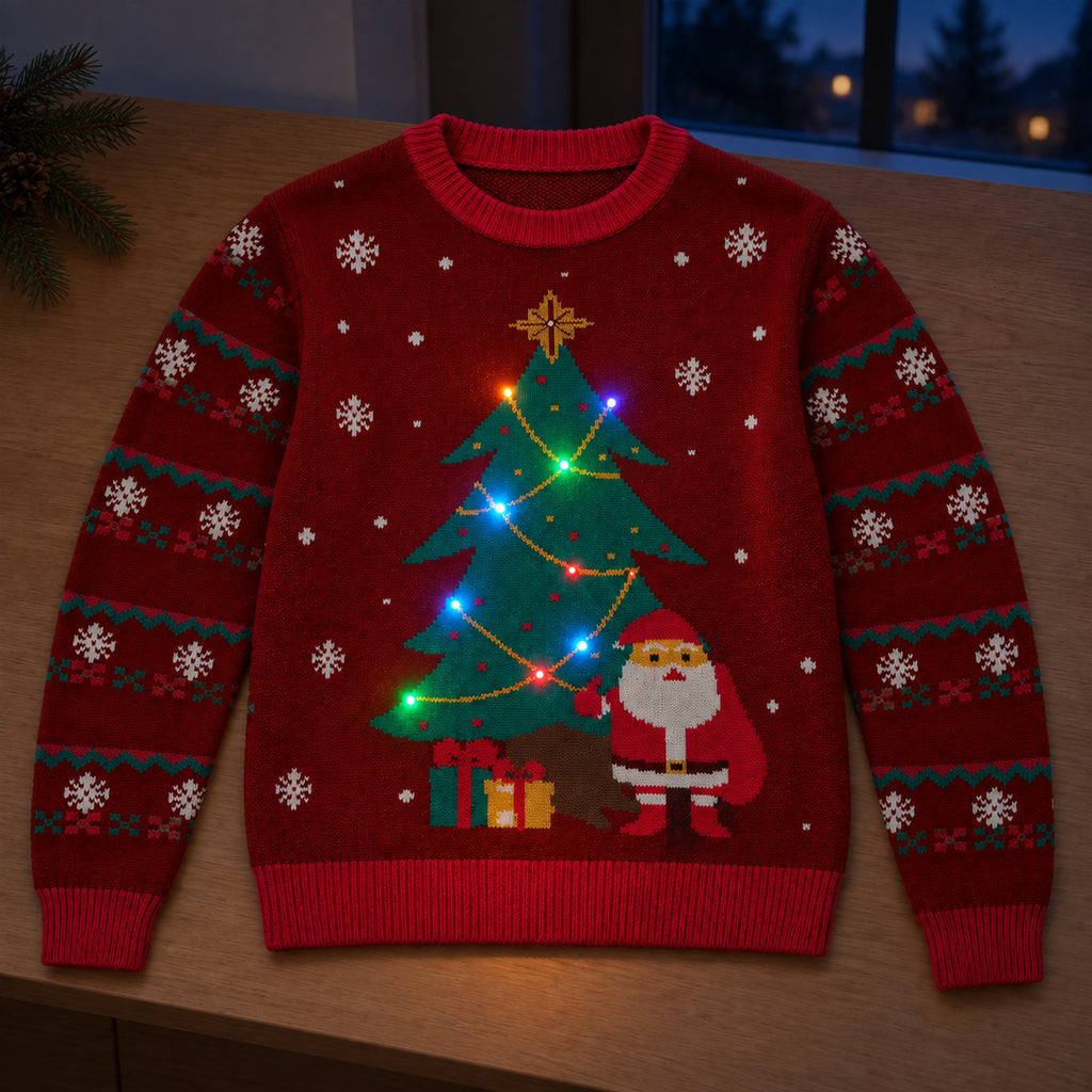 Light Up Christmas Sweater – LED Glow Knit, Womens Holiday Pullover - in use