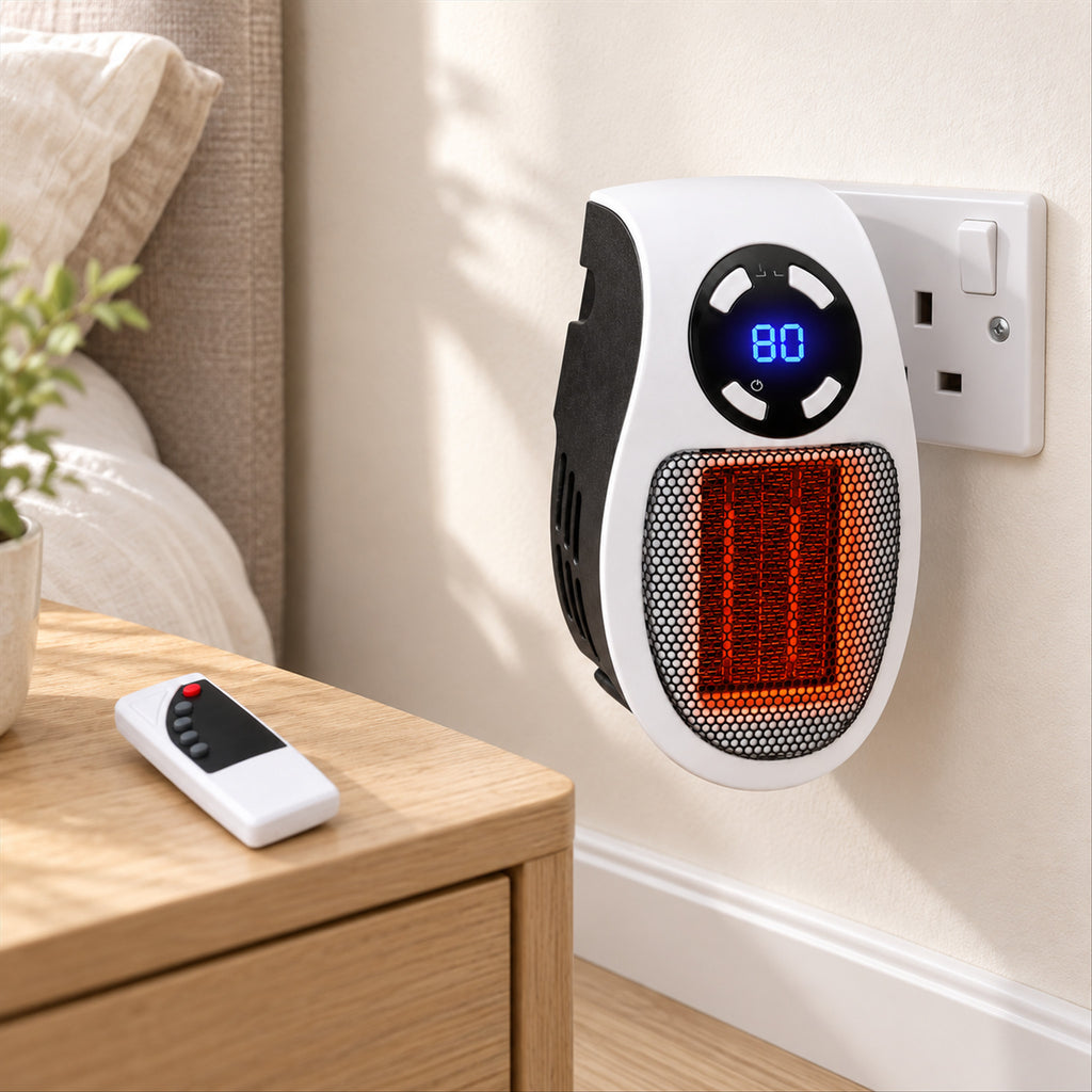 Mini Ceramic Plug-In Heater – 500W Portable Heat, Small Rooms - in room