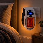 Mini Ceramic Plug-In Heater – 500W Portable Heat, Small Rooms - in use
