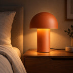 Mushroom Table Lamp – Wrought Iron Dome, Bedside Reading Light - in use