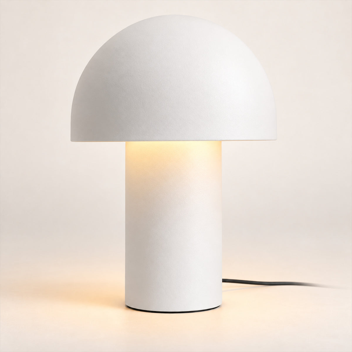 Mushroom Table Lamp – Wrought Iron Dome, Bedside Reading Light - White