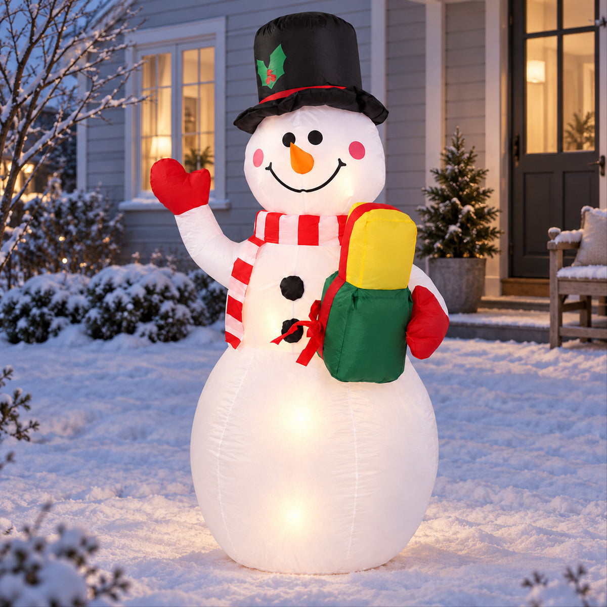 Outdoor Inflatable Christmas Snowman – 5-Ft LED, 60-Second Setup - in room