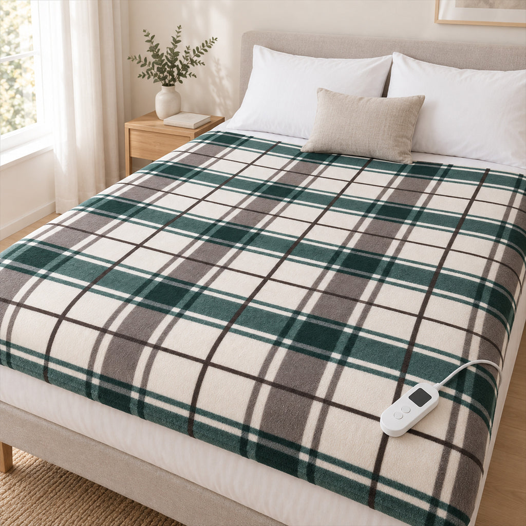 Plush Heated Blanket – Intelligent Heat Modes, 3 Sizes for Sofa or Bed - in room