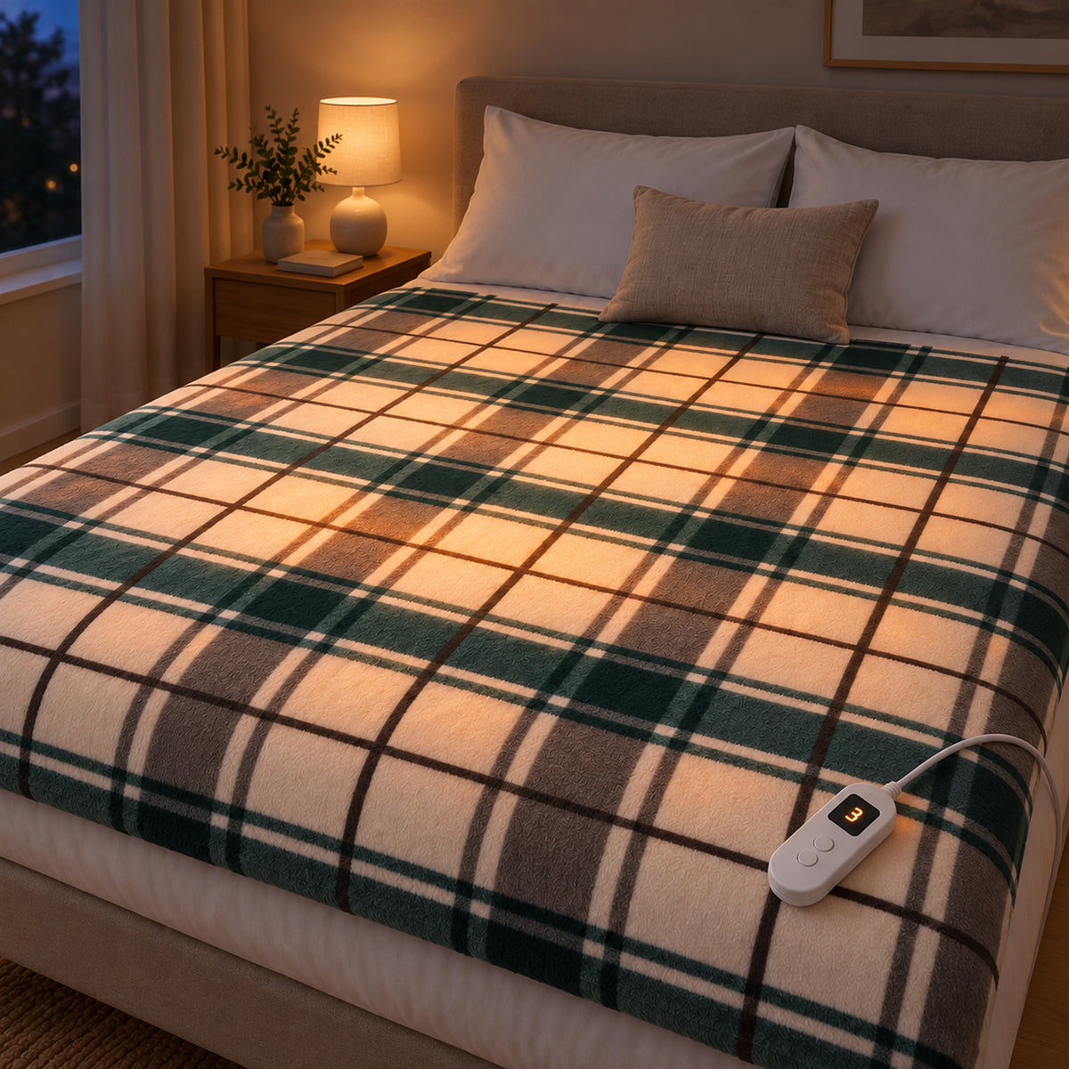 Plush Heated Blanket – Intelligent Heat Modes, 3 Sizes for Sofa or Bed - in use
