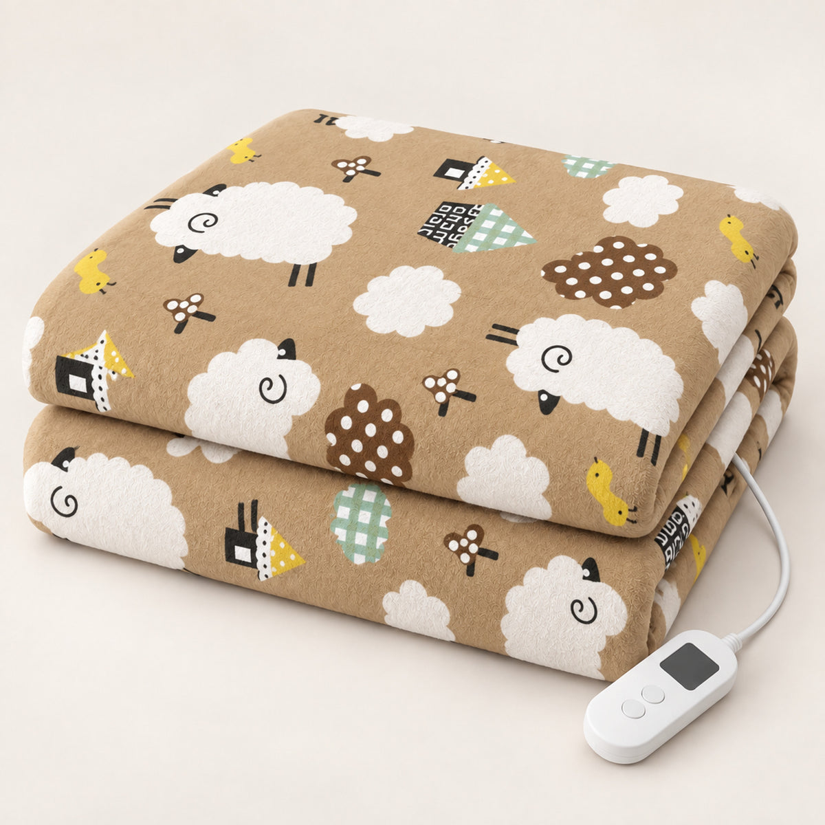 Plush Heated Blanket – Intelligent Heat Modes, 3 Sizes for Sofa or Bed - Khaki