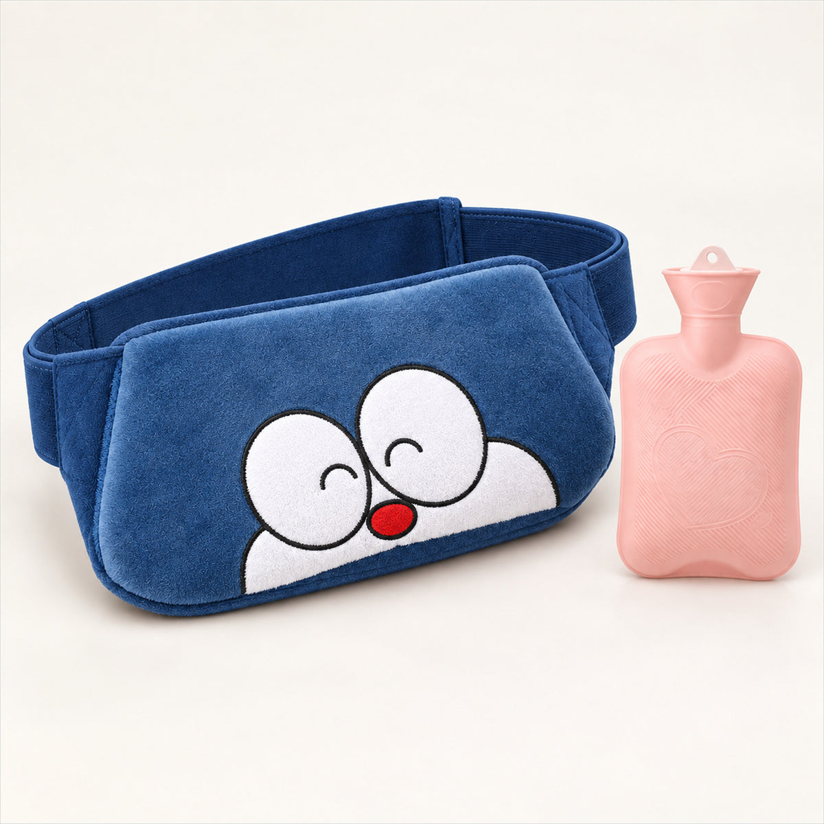 Plush Hot Water Bottle Belt – 120cm Adjustable Strap, Cozy Warmth - Blue Cat