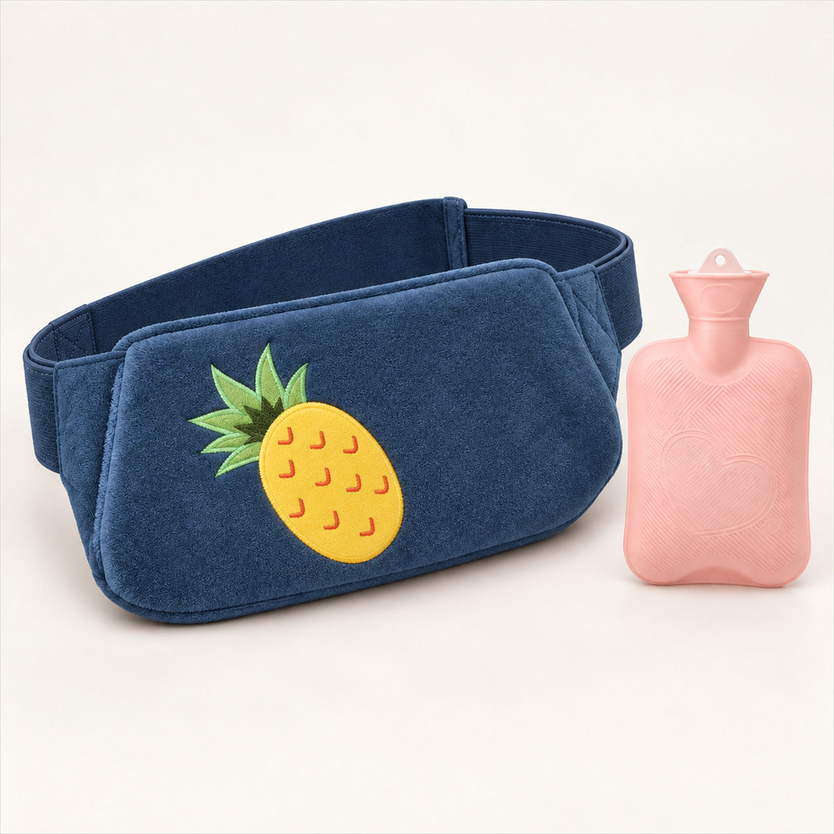 Plush Hot Water Bottle Belt – 120cm Adjustable Strap, Cozy Warmth - Blue Pineapple
