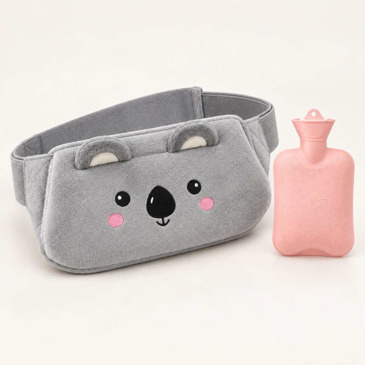 Plush Hot Water Bottle Belt – 120cm Adjustable Strap, Cozy Warmth - Gray Chinchilla
