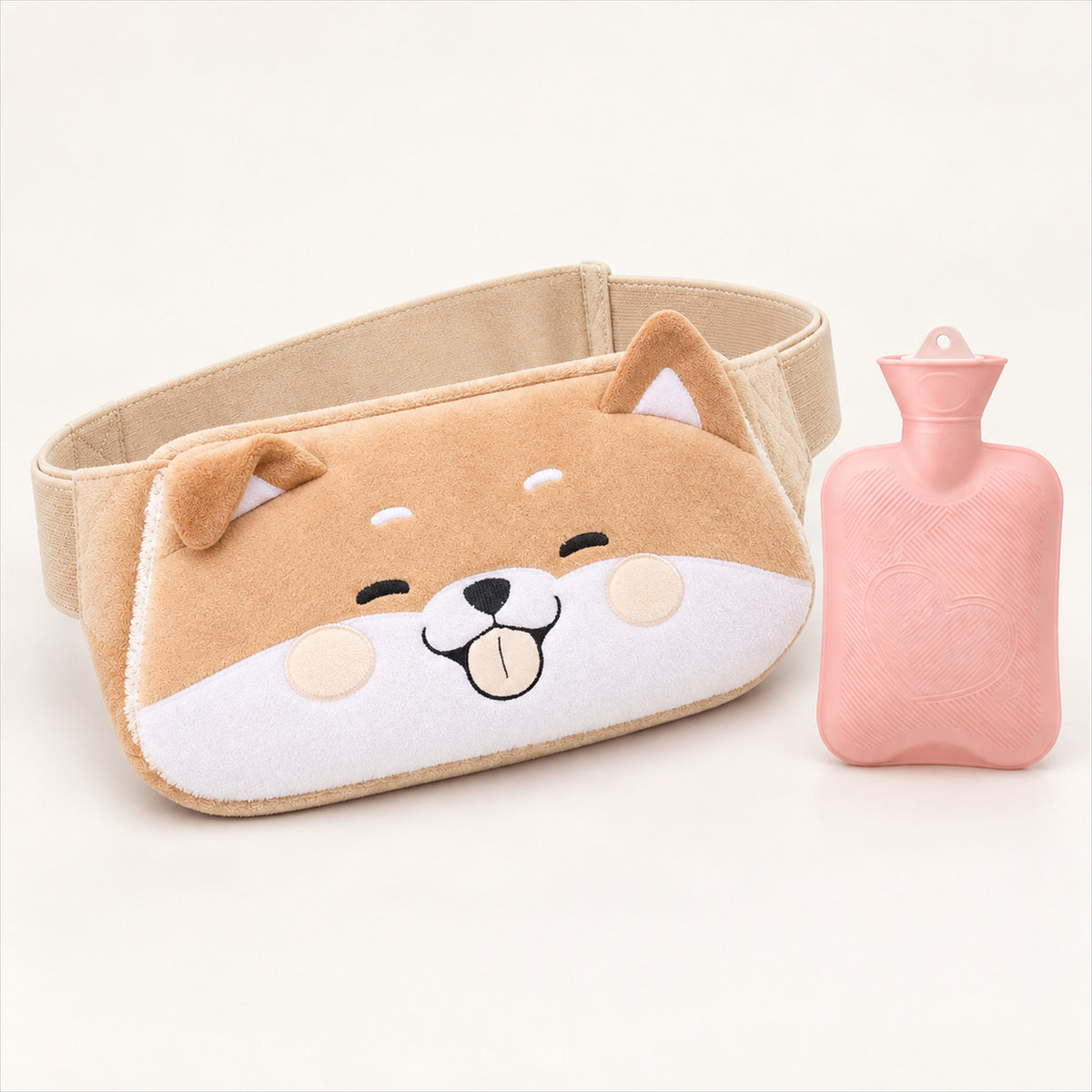 Plush Hot Water Bottle Belt – 120cm Adjustable Strap, Cozy Warmth - Yellow Dog