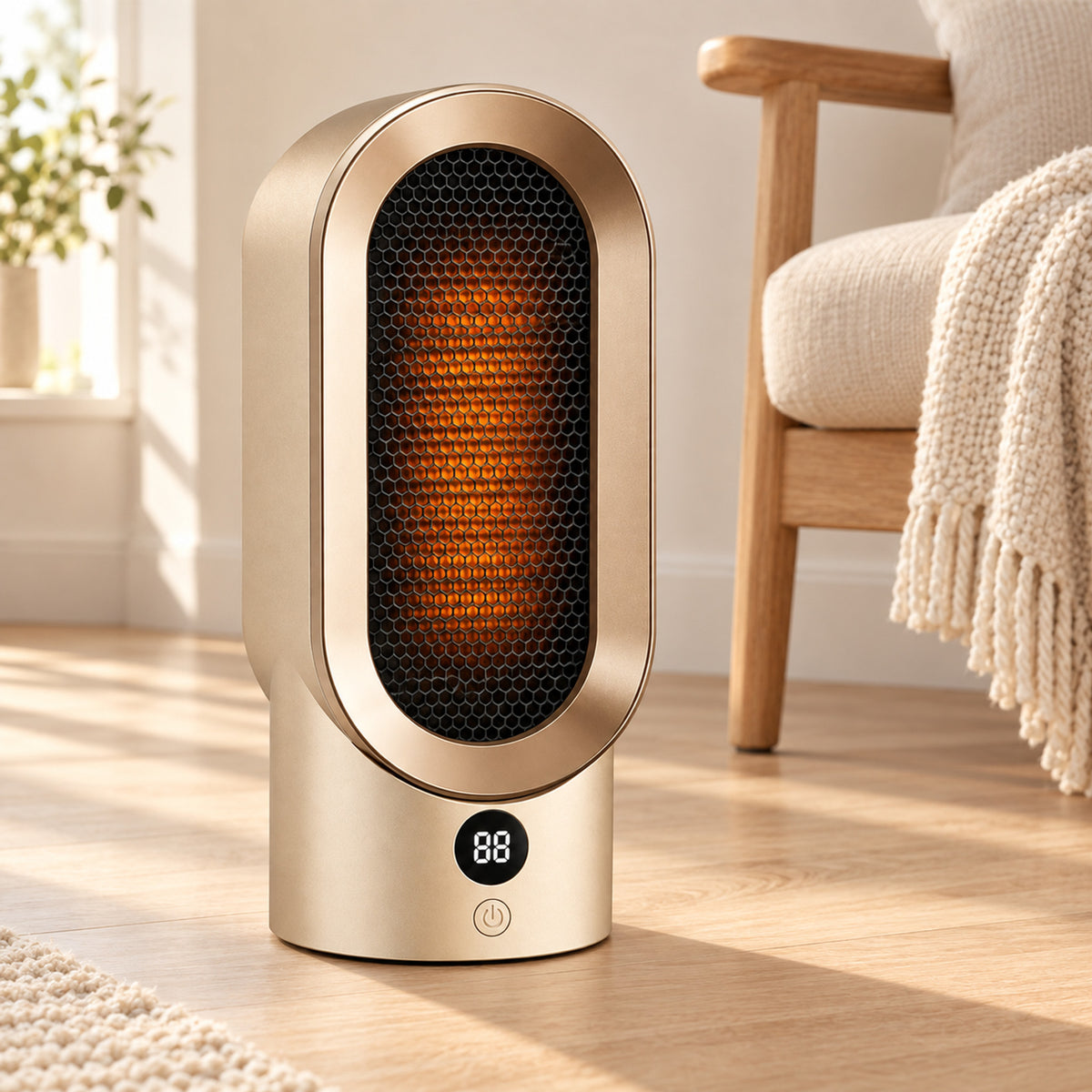 Portable Ceramic Space Heater – 800W Fast Heat for Small Rooms - in room