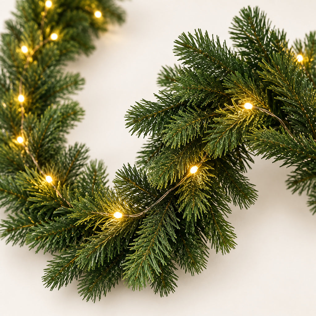 Pre-Lit Christmas Wreath – 75-Inch Warm White LED, Holiday Decor - detail