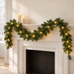 Pre-Lit Christmas Wreath – 75-Inch Warm White LED, Holiday Decor - in room