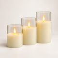 Rechargeable LED Candles Set – 3-Piece Stained Glass, No Flame