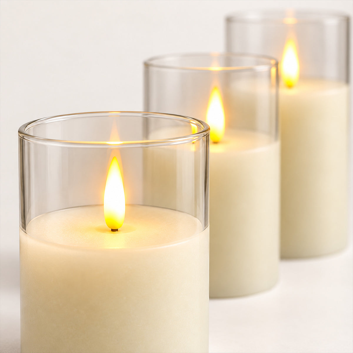 Rechargeable LED Candles Set – 3-Piece Stained Glass, No Flame - detail