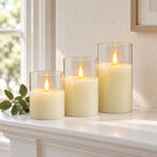 Rechargeable LED Candles Set – 3-Piece Stained Glass, No Flame - in room
