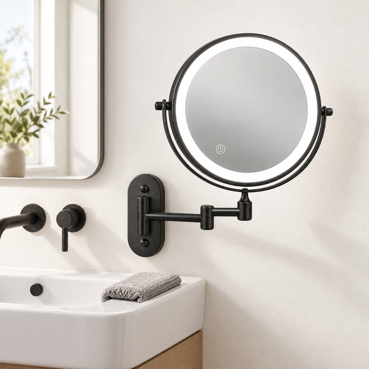 Rechargeable LED Magnifying Mirror, 3X Zoom, USB-C Vanity Light - in room