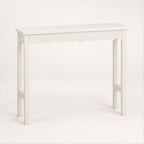 Scalloped Console Table – Ivory Wood, 93 x 81cm Entryway Piece