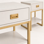 Set of 2 Bedside Tables – Gold Frame & Drawer, Bedroom Storage - detail