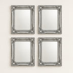 Silver Wall Mirror Set – Set of 4 Bevelled Glass, Vintage Décor