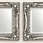 Silver Wall Mirror Set – Set of 4 Bevelled Glass, Vintage Décor - detail