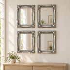 Silver Wall Mirror Set – Set of 4 Bevelled Glass, Vintage Décor - in room