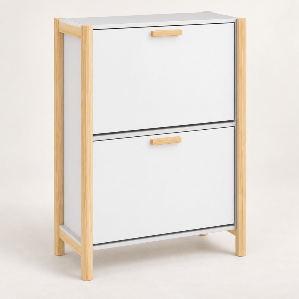 Slim Shoe Cabinet with Doors, 31.5" Tall, Entryway Storage