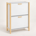 Slim Shoe Cabinet with Doors, 31.5" Tall, Entryway Storage