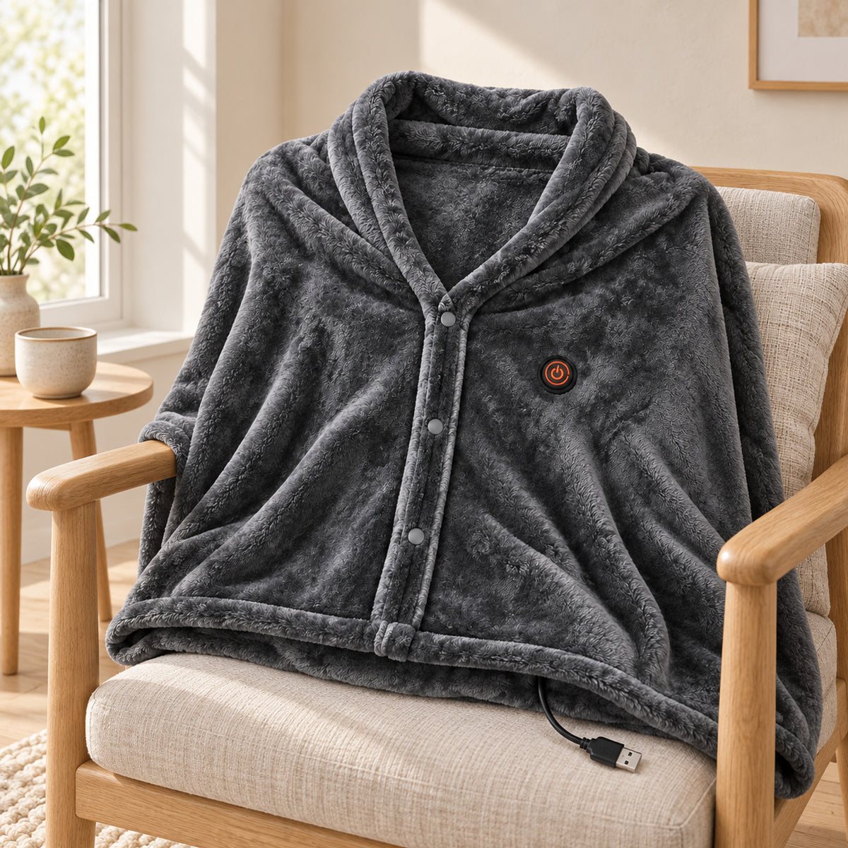 USB Heated Blanket – 3 Adjustable Heat Levels, Portable Warmth - in room