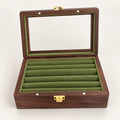 Walnut Jewelry Box Glass Lid – Velvet-Lined Rings & Earrings Storage