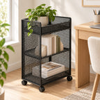 Wire Mesh Bookshelf Organizer, Two-Tier Design, Small Space Storage - in room
