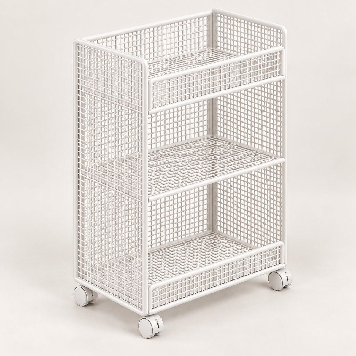 Wire Mesh Bookshelf Organizer, Two-Tier Design, Small Space Storage - White