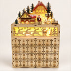 Wooden LED Advent Calendar – 10-Inch Village House, Holiday Countdown